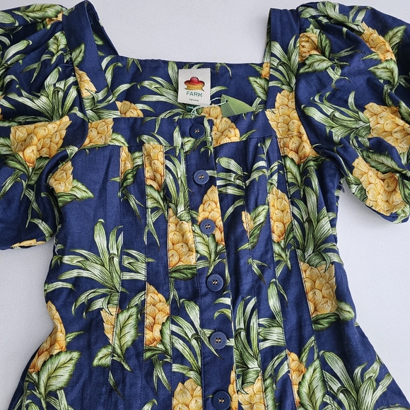 FARM Rio Pineapple Print Linen Blend Mini Dress - Picture 3 of 10